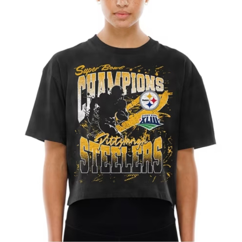 Pittsburgh Steelers Black Graphic crop Tee